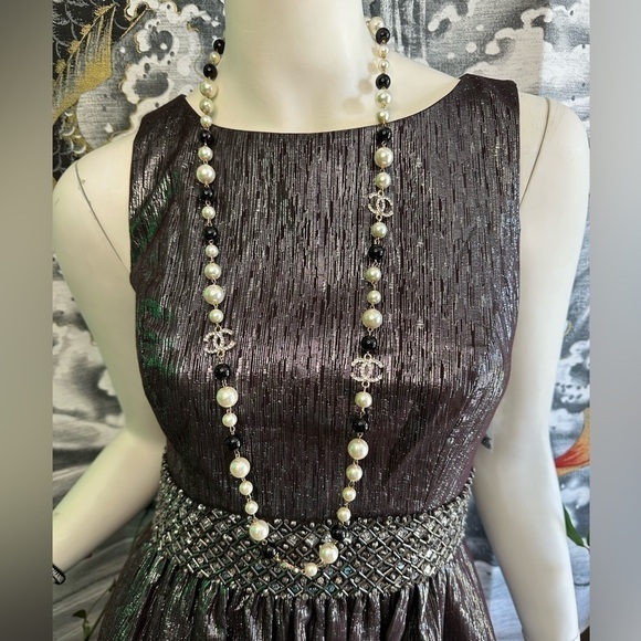 Badgley MISCHKA EMBEDDED SILVER JEWEL MIDI DRESS SIZE 2 - Picture 3 of 6